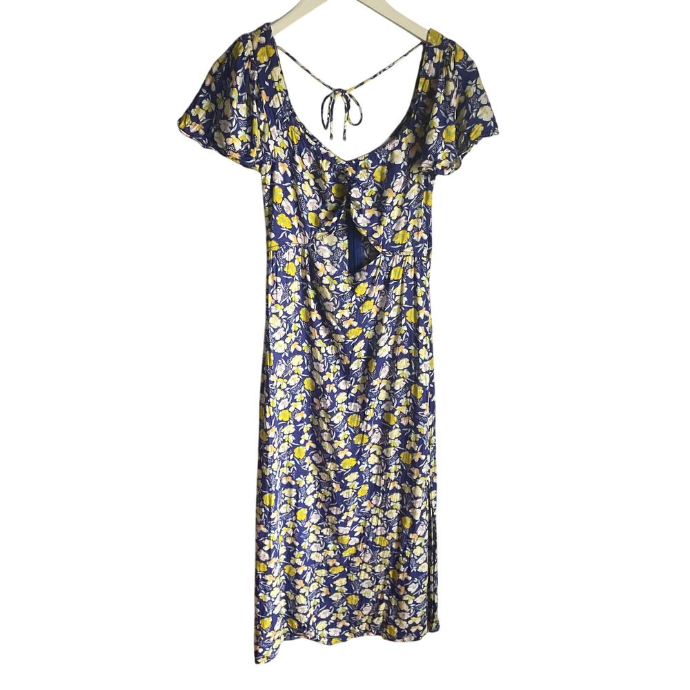 Karl Marc John Floral Midi Sundress Slit Blue Cutout size Medium Cottagecore